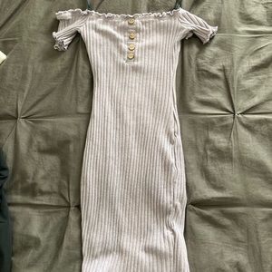 Lavender off shoulder mini dress